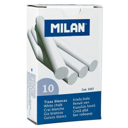 1037 MILAN TIZAS BLANCAS (SULFATO DE CALCIO) CAJA DE 10UD