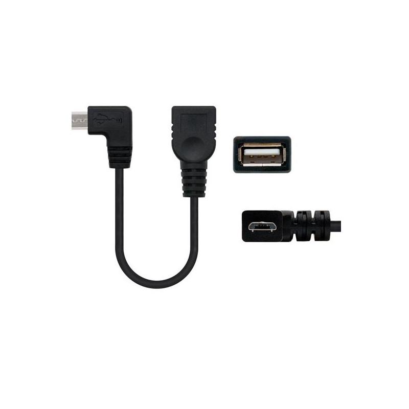 10.01.3600 NANOCABLE CABLE USB 2.0 OTG ACODADO TIPO MICRO B/M-A/H NEGRO 15 CM