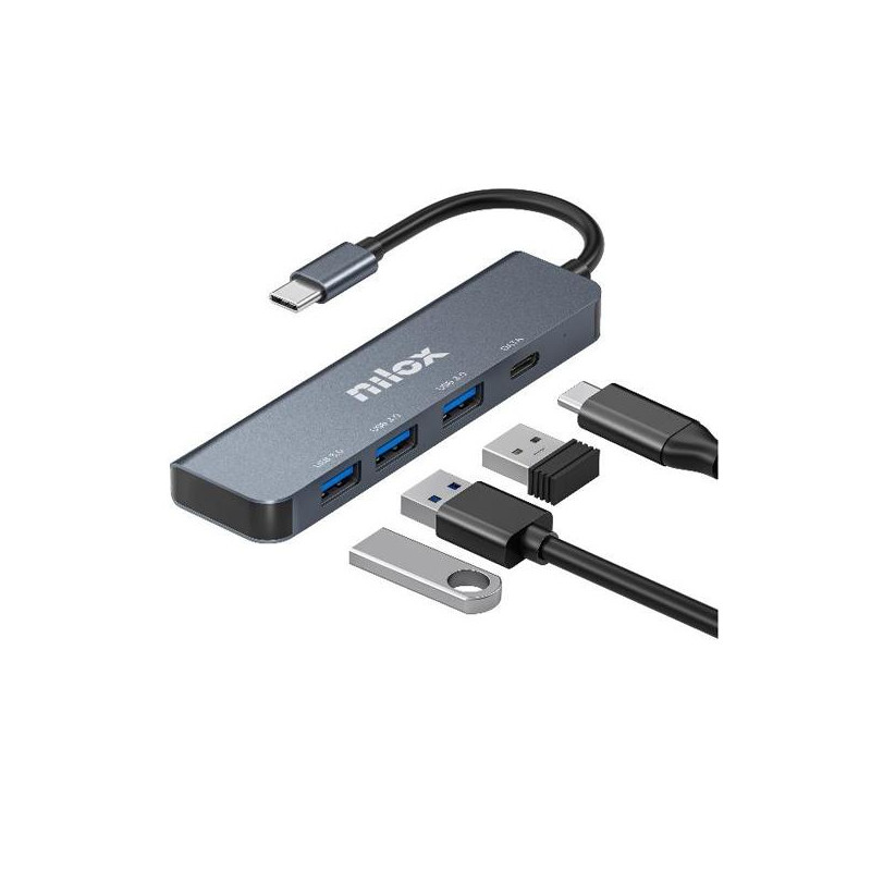 NXHUBUSBC04 NILOX HUB 4 PUERTOS USB-C A 3XUSB 3.0 X 1XUSBC