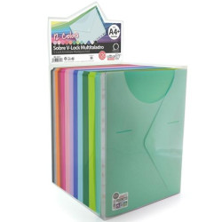 35311 OFFICE BOX SOBRE BROCHE COLORLINE A4+/FOLIO MULTITALADRO CIERRE V-LOCK PP C/SURTIDOS EXPOSITOR 120 UD