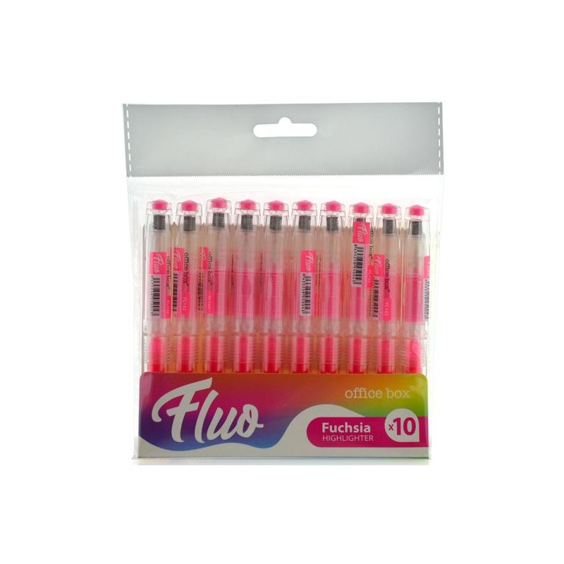 FL142 OFFICE BOX MARCADOR FLUORESCENTE FLUO RECARGABLE ROSA PACK 10 UD
