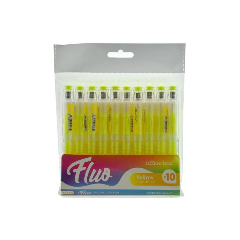 FL153 OFFICE BOX MARCADOR FLUORESCENTE FLUO RECARGABLE AMARILLO PACK 10 UD
