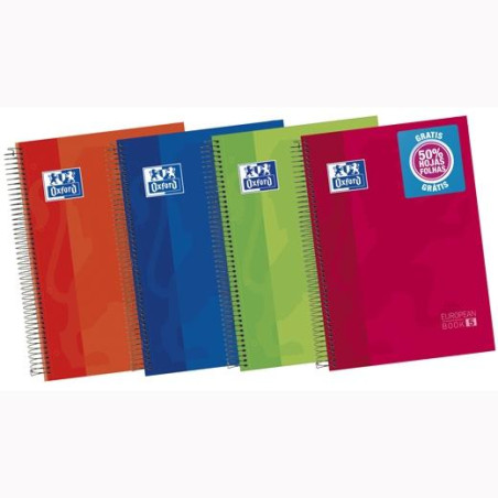 400060750 OXFORD CUADERNO CLASSIC EUROPEANBOOK 5 WRITE&ERASE 120H A4+ 1 LÍNEA MICROPERFORADO T/EXTRADURA C/ VIVOS SURTIDOS