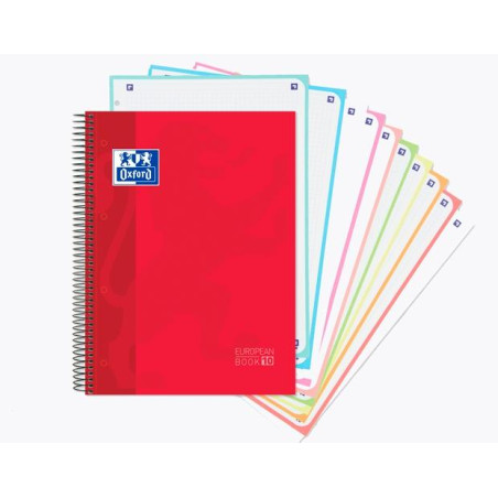 400118931 OXFORD CUADERNO EUROPEANBOOK 10 CLASSIC MICROPERFORADO 150 HOJAS 5X5 TAPAS EXTRADURAS CLASSIC A4+ C/ SURTIDOS