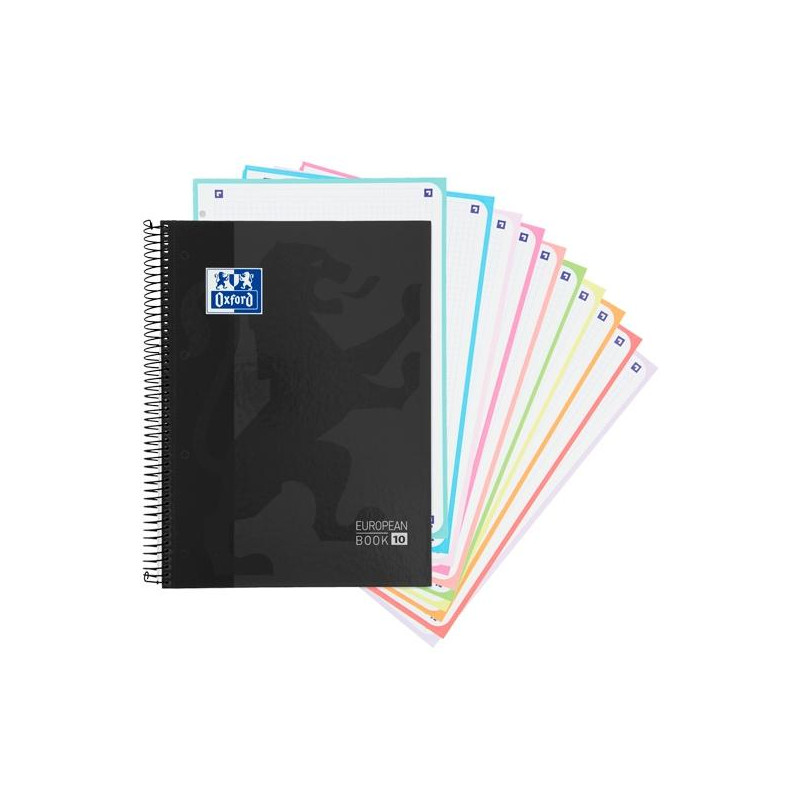 400172360 OXFORD CUADERNO EUROPEANBOOK 10 SCHOOL CLASSIC A4+ 150H 5X5MM T/EXTRADURA NEGRO