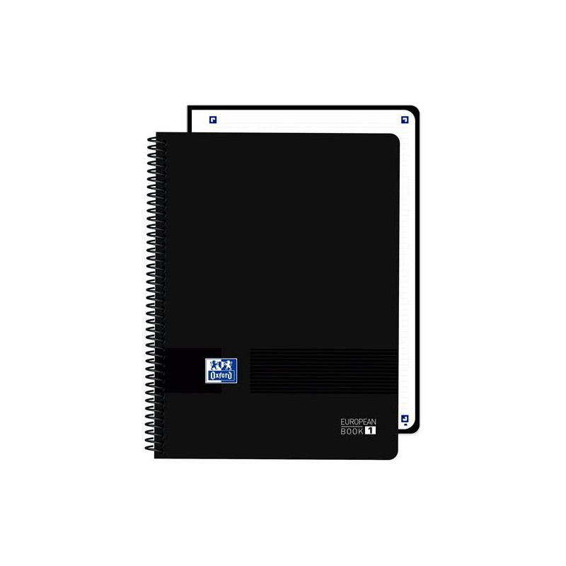 400196864 OXFORD CUADERNO EUROPEANBOOK 1 LIVE&GO 80H A4+ 5X5 MICROPERFORADO T/PLÁSTICO NEGRO