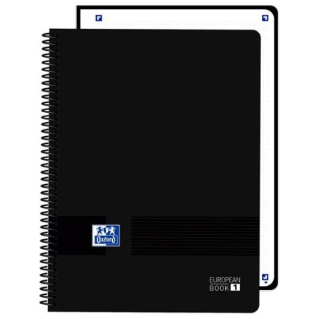 400196864 OXFORD CUADERNO EUROPEANBOOK 1 LIVE&GO 80H A4+ 5X5 MICROPERFORADO T/PLÁSTICO NEGRO