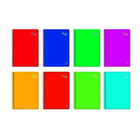 16220 PACSA CUADERNO XTRA 80H FOLIO 60GR 4X4MM TAPA DURA PACK 5 UD COLORES SURTIDOS