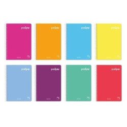 16952 PACSA CUADERNO POLIPAC 80H FOLIO 70GR 4X4MM TAPAS PP PACK 5 UD COLORES SURTIDOS