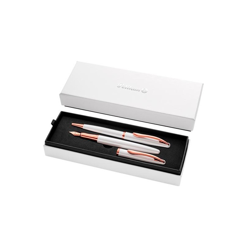 400189916 PELIKAN SET BOLÍGRAFO + ESTILOGRÁFICA JAZZ NOBLE ELEGANCE TINTA AZUL COLOR PERLA ESTUCHE DE REGALO