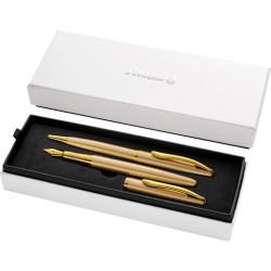 400189918 PELIKAN SET BOLÍGRAFO + ESTILOGRÁFICA JAZZ NOBLE ELEGANCE TINTA AZUL COLOR ORO ESTUCHE DE REGALO