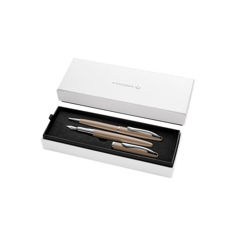 400198412 PELIKAN SET BOLÍGRAFO + ESTILOGRÁFICA JAZZ NOBLE ELEGANCE TINTA AZUL COLOR PARDO ESTUCHE DE REGALO