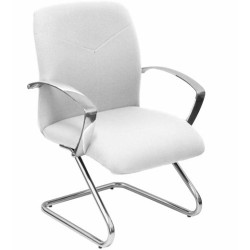 117CPBALI10 PIQUERAS Y CRESPO SILLÓN CONFIDENTE CAUDETE BRAZOS FIJOS PATÍN CHASIS CROMADO TEJIDO BALI BLANCO