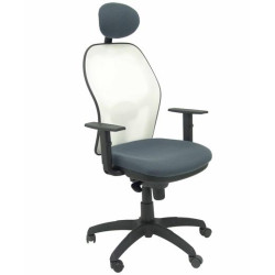 15SBBALI600C PIQUERAS Y CRESPO SILLA JORQUERA SINCRO BRAZOS REG. CABECERO REFUERZO LUMBAR MALLA BLANCA/TEJIDO BALI GRIS OSCURO