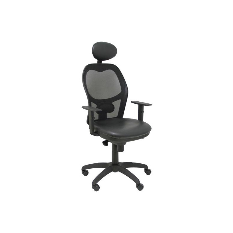 15SNSPNEC PIQUERAS Y CRESPO SILLA JORQUERA GIRATORIA ASINCRO CABECERO BRAZOS REG. RESPALDO MALLA ASIENTO SIMILPIEL NEGRO