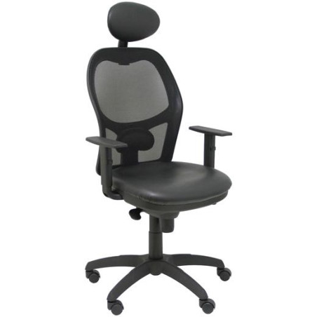 15SNSPNEC PIQUERAS Y CRESPO SILLA JORQUERA GIRATORIA ASINCRO CABECERO BRAZOS REG. RESPALDO MALLA ASIENTO SIMILPIEL NEGRO