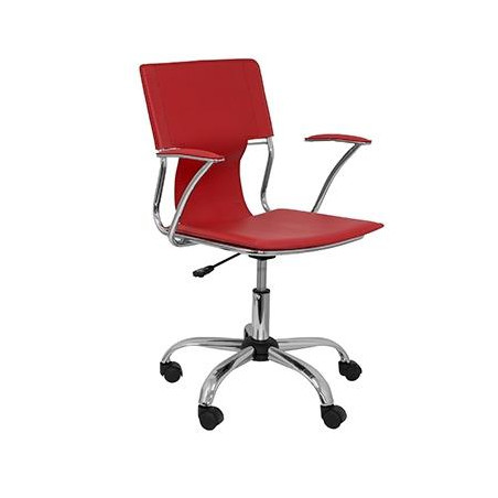 214RJ PIQUERAS Y CRESPO SILLA BOGARRA GIRATORIA BRAZOS/F CHASIS CROMADO TAPIZADO SIMILPIEL ROJO