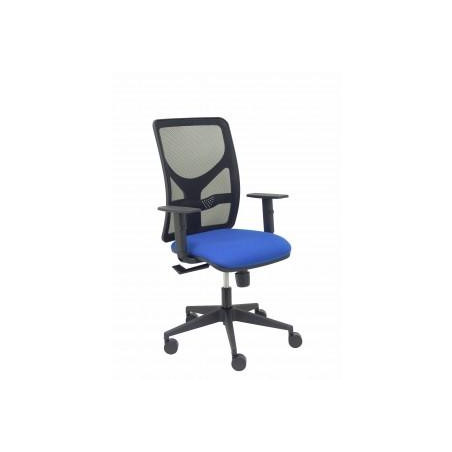 21SBALI229B10 PIQUERAS Y CRESPO SILLA MOTILLA GIRATORIA SINCRO BRAZOS REG. RESPALDO MALLA NEGRO ASIENTO TEJIDO BALI AZUL