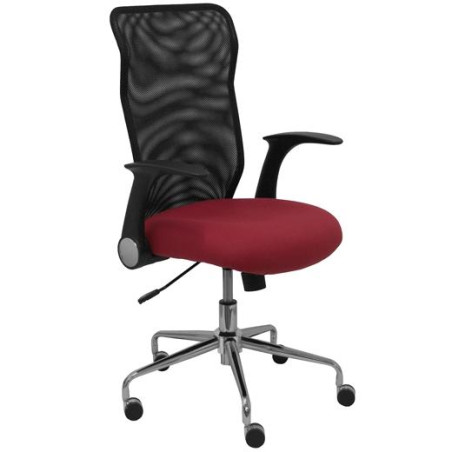 4031BALI933 PIQUERAS Y CRESPO SILLA MINAYA GIRATORIA MECANISMO BASCULANTE B/REGULABLES RESPALDO MALLA NEGRO ASIENTO 3D GRANATE