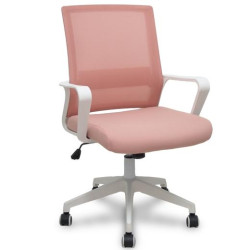 535BBDW02RN PIQUERAS Y CRESPO SILLA ERGO535 BLANCA BASCULANTE RESPALDO MALLA ROSA ASIENTO TELA ROSA RUEDAS NAILON