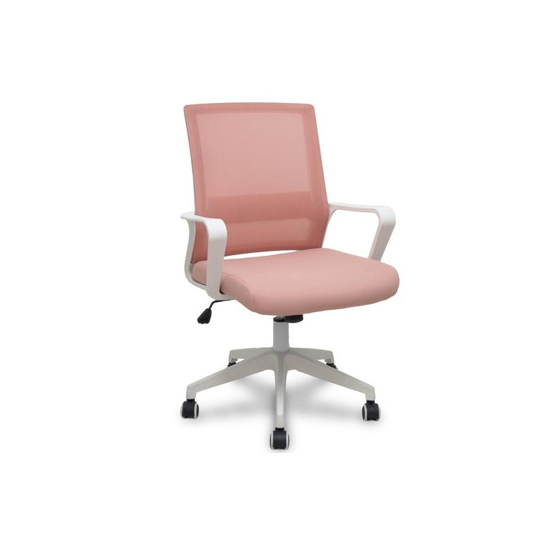 535BBDW02RN PIQUERAS Y CRESPO SILLA ERGO535 BLANCA BASCULANTE RESPALDO MALLA ROSA ASIENTO TELA ROSA RUEDAS NAILON