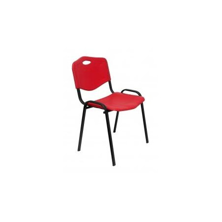 PACK426IRJ PIQUERAS Y CRESPO PACK DE 4 SILLAS FIJAS APILABLES ISO ASIENTO Y RESPALDO PVC ROJO