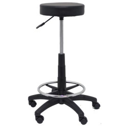 T10SPNE PIQUERAS Y CRESPO TABURETE TOLOSA GIRATORIO REGULABLE CON ARO REPOSAPIÉS TAPIZADO SIMILPIEL NEGRO