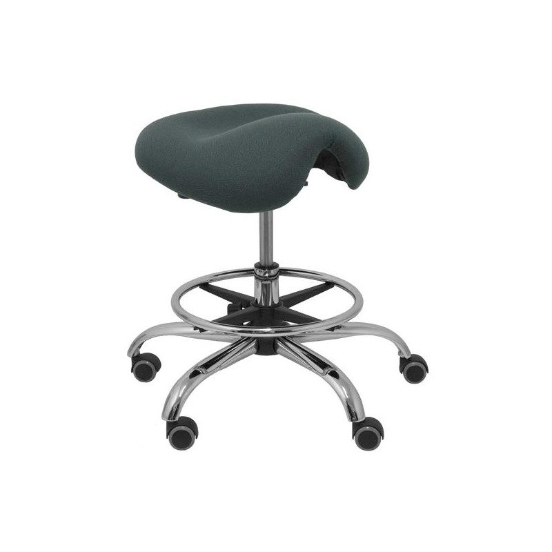 T16BALI600 PIQUERAS Y CRESPO TABURETE ALATOZ GIRATORIO ANATÓMICO BASE CROMADA TEJIDO BALI GRIS OSCURO