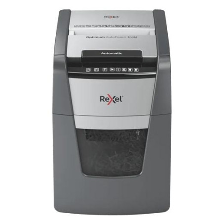 2020100MEU REXEL DESTRUCTORA AUTOMÁTICA OPTIMUM AUTOFEED 100M CORTE PARTÍCULAS P-5 (2X15 MM) ANTIATASCO NEGRO