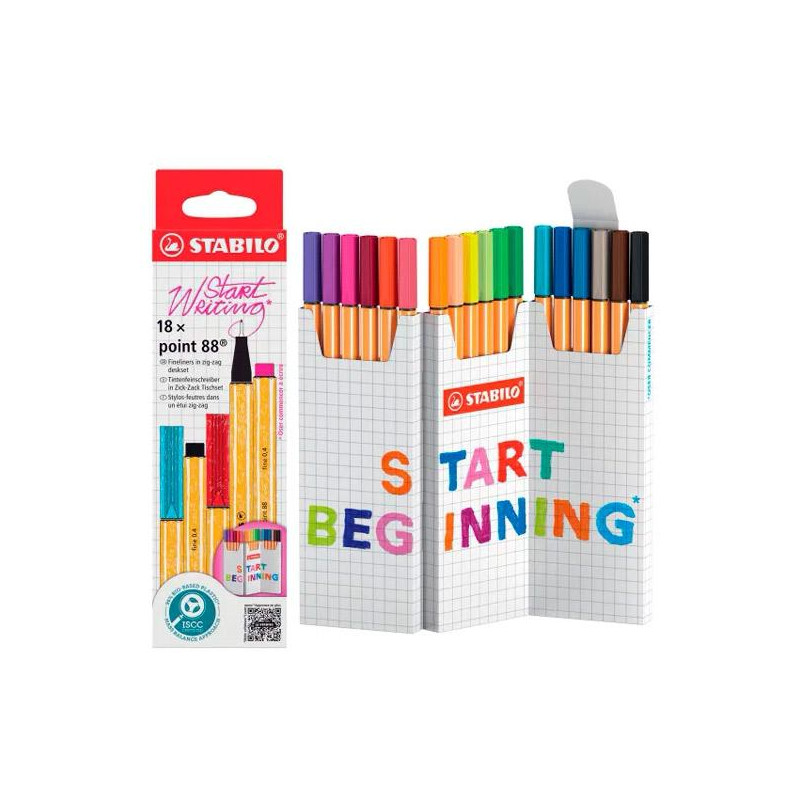 8818/5 STABILO ROTULADOR POINT 88 COLORES SURTIDOS ESTUCHE EN ZIG ZAG 18 UD