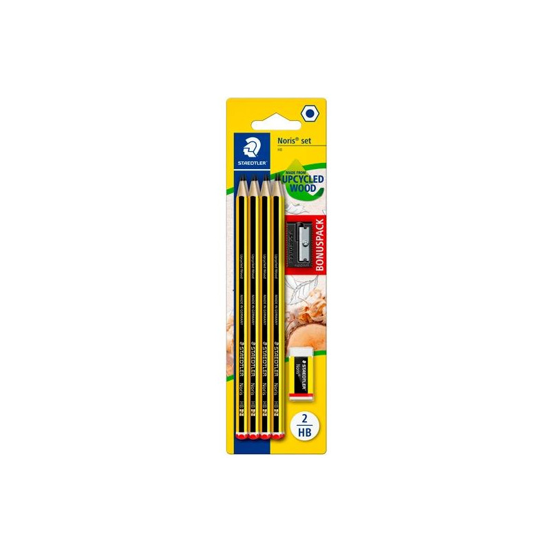 120 SBK8P1 STAEDTLER BLÍSTER CON 8 LÁPICES NORIS 120-2 + UNA GOMA NORIS 526 N40 + REGALO DE 1 AFILALÁPICES SIMPLE DE PLÁSTICO