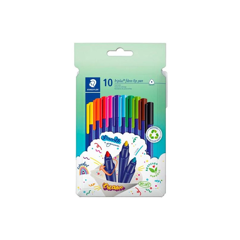 323 C10 STAEDTLER ROTULADOR TRIPLUS COLOR 323 TRIANGULAR C/SURTIDOS ESTUCHE 10 UD