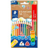 128 NC12P1 STAEDTLER LÁPICES DE COLORES JUMBO 128 SURTIDOS ESTUCHE 10+2 UD + SACAPUNTAS DE REGALO