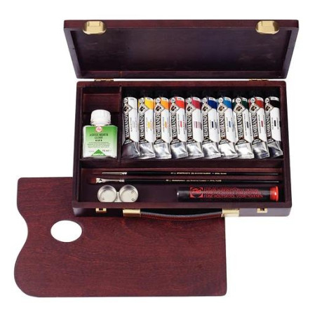 18840004 TALENS REMBRANDT SET CON 10 TUBOS ACRÍLICOS DE 40ML COLORES SURTIDOS CAJA DE MADERA