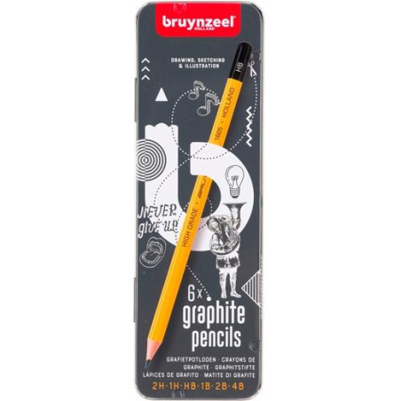 60211006 TALENS BRUYNZEEL LÁPICES DE GRAFITO BUROTEK 2H A 4B ESTUCHE 6 UD