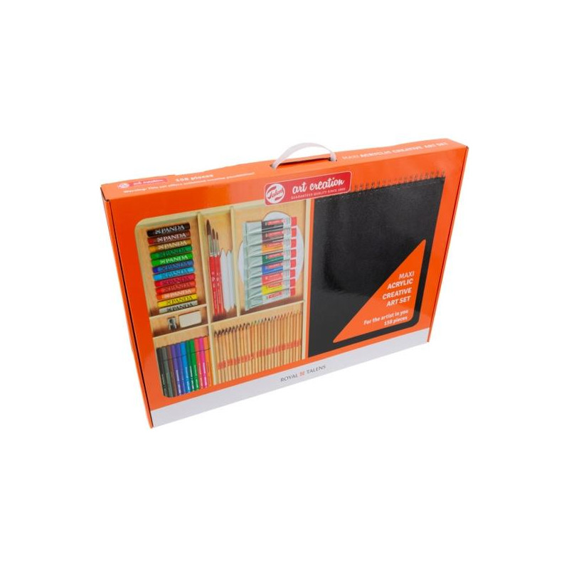 9021730M TALENS ART CREATION SET CREATIVO 158 PIEZAS MAXI ACRÍLICO CAJA MADERA