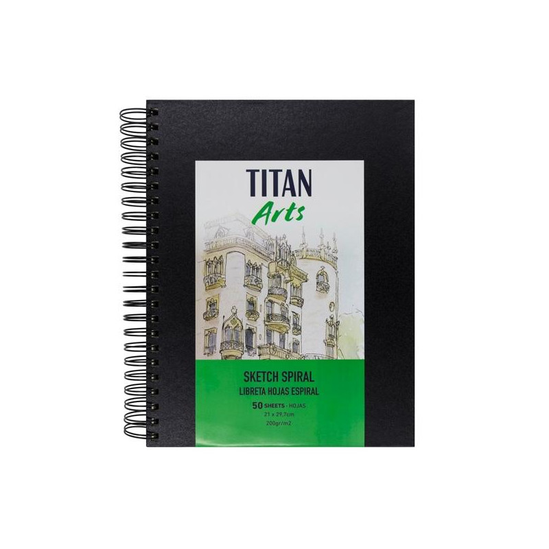 122002129 TITAN ARTS LIBRETA DE DIBUJO PARA BOCETOS ESPIRAL A4 50H 200GR