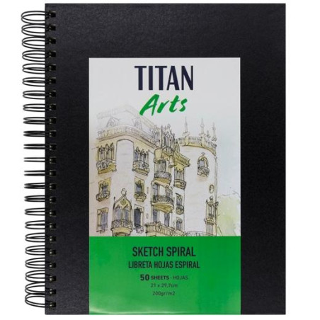 122002129 TITAN ARTS LIBRETA DE DIBUJO PARA BOCETOS ESPIRAL A4 50H 200GR