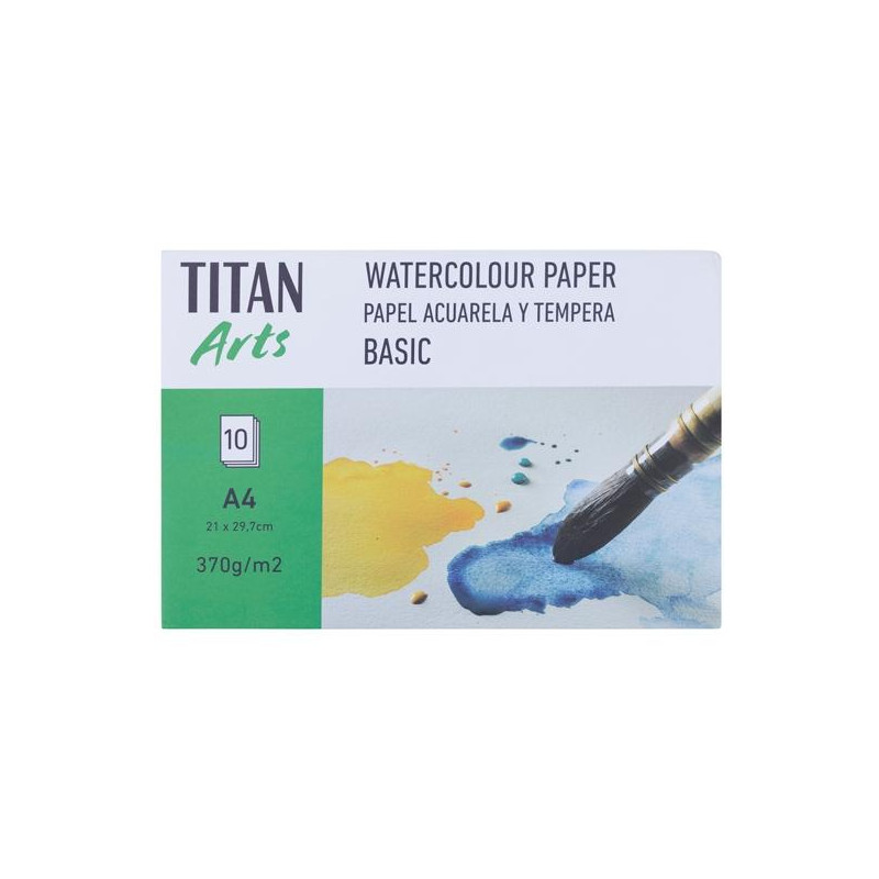 122012129 TITAN ARTS PAPEL ACUARELA Y TÉMPERA BASIC A4 10H 370GR