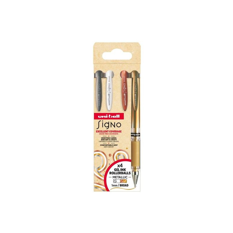 302422291 UNIBALL ROLLERBALL SIGNO BROAD UM-153 1.0MM SURTIDO NO.1 SET 4 UD