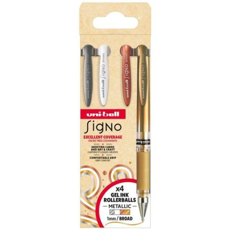 302422291 UNIBALL ROLLERBALL SIGNO BROAD UM-153 1.0MM SURTIDO NO.1 SET 4 UD