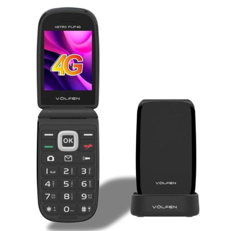 ASTROFLIP4G-NEGRO VOLFEN TELEFONO MOVIL ASTRO FLIP 4G PANTALLA XXL TIPO CHONCHA NEGRO