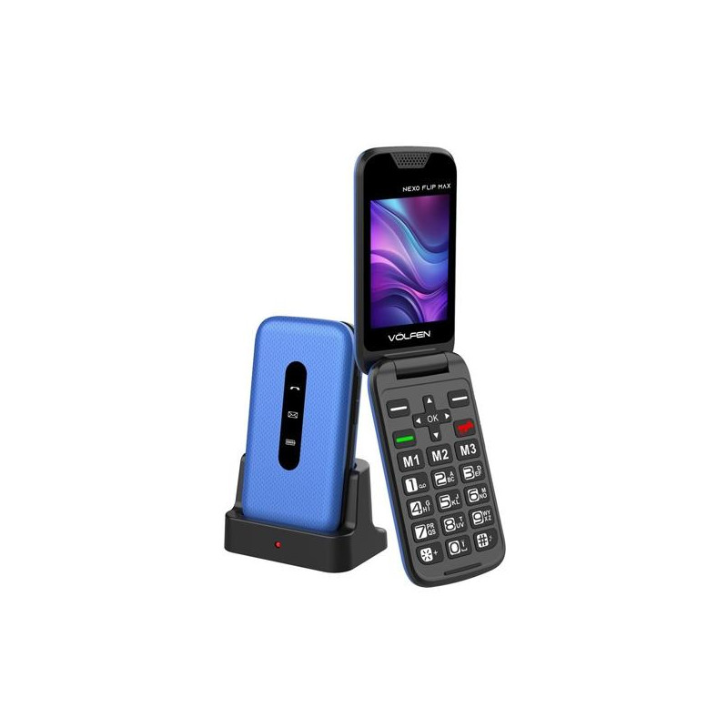 NEXOFLIPMAX/BL VOLFEN TELEFONO MOVIL NEXO FLIP TIPO CHONCHA CON BASE AZUL