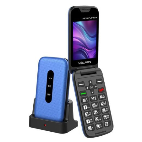 NEXOFLIPMAX/BL VOLFEN TELEFONO MOVIL NEXO FLIP TIPO CHONCHA CON BASE AZUL