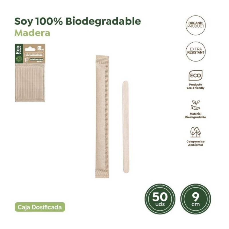 30208 PALETINA DE MADERA 140X5X1 MM EN FUNDA DE PAPEL INDIVIDUAL -CAJA 50U-