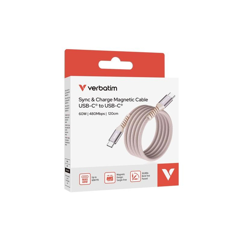 31853 VERBATIM CABLE MAGNETICO TIPO USB-C/M - USB-C/M ROSA 60W 1