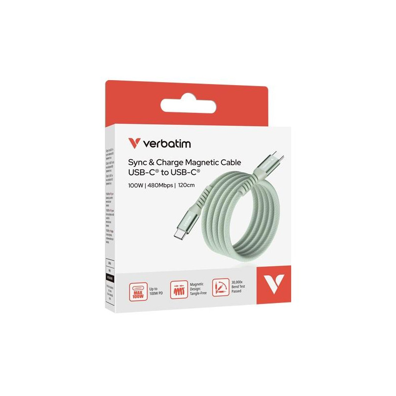 31855 VERBATIM CABLE MAGNETICO TIPO USB-C/M - USB-C/M VERDE 100W 1