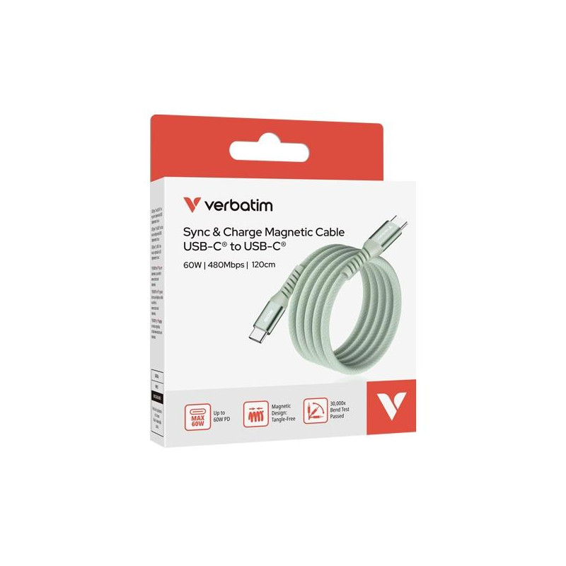 31864 VERBATIM CABLE MAGNETICO TIPO USB-C/M - USB-C/M VERDE 60W 1