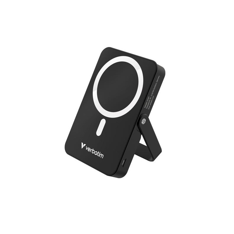 32264 VERBATIM CARGADOR INALAMBRICO POWER BANK C/ SOPORTE 10K MAH 1XUSB-C NEGRO
