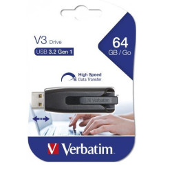 49174 VERBATIM PENDRIVE V3 STORE ´N´ GO SUPER SPEED 64GB RETRÁCTIL USB 3.2 NEGRO